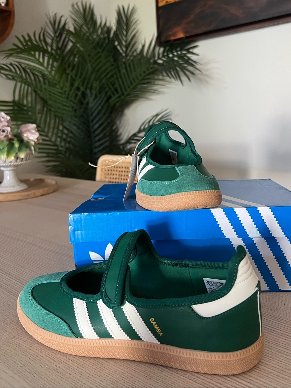 Adidas Samba Jane Green 7.5 Womens Mary Jane Sneakers - Picture 4 of 10